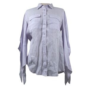 Lauren Ralph Lauren Linen Shirt Women's Lavender Button Down Oversized Pockets M